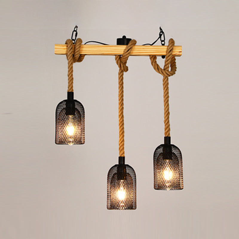 Colgante de isla múltiple de isla de metal industrial múltiple con cuerda natural