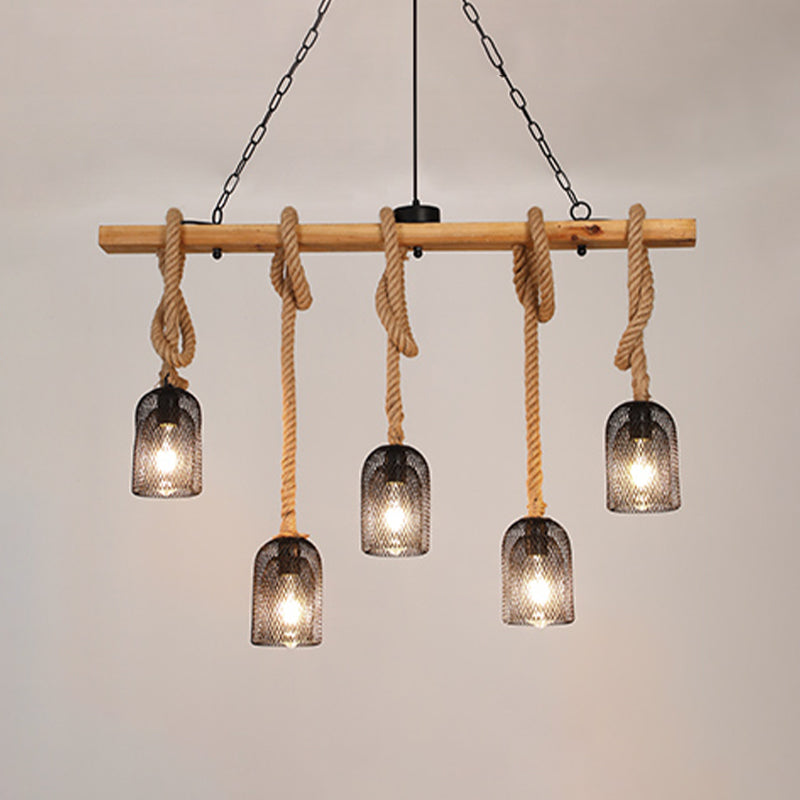 Colgante de isla múltiple de isla de metal industrial múltiple con cuerda natural