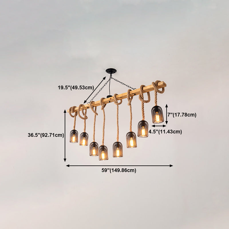 Colgante de isla múltiple de isla de metal industrial múltiple con cuerda natural