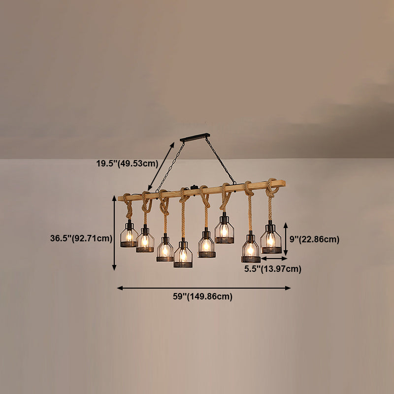 Colgante de isla múltiple de isla de metal industrial múltiple con cuerda natural