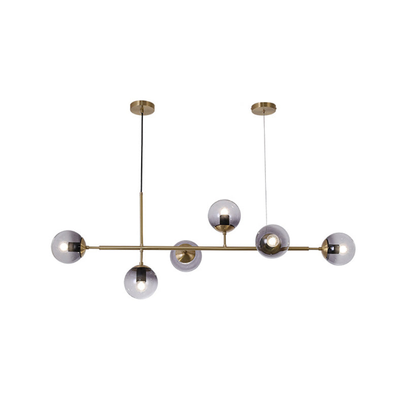 Nordic Glass Island Light Gold Globe 6 Lichter Island Anhänger für Wohnzimmer
