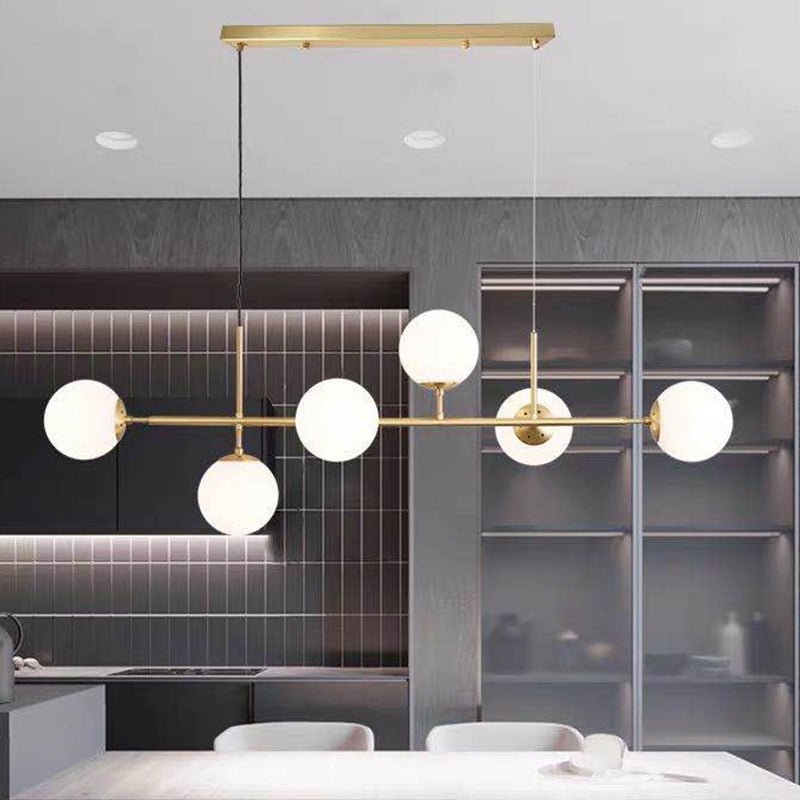 Nordic Glass Island Light Gold Globe 6 Lichter Island Anhänger für Wohnzimmer