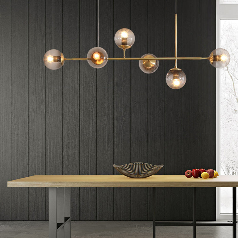 Nordic Glass Island Light Gold Globe 6 Lichter Island Anhänger für Wohnzimmer