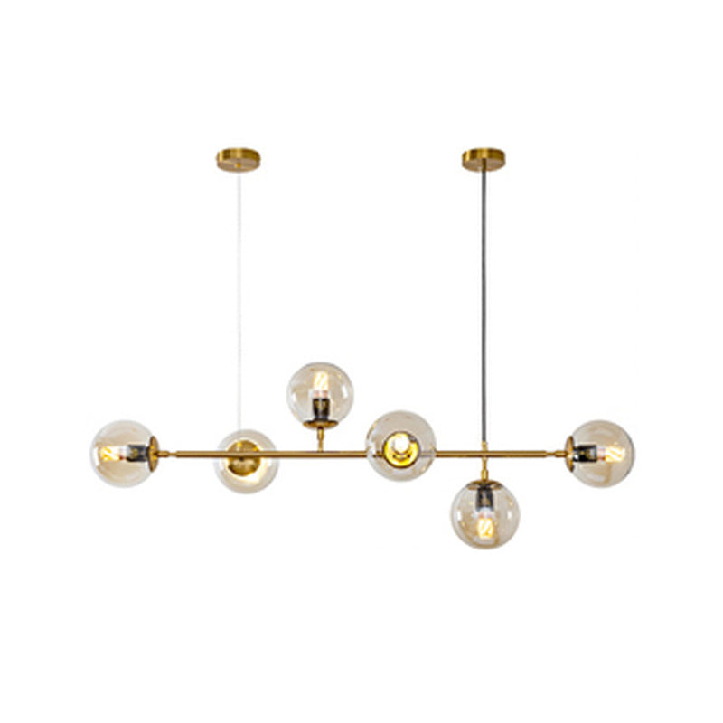 Nordic Glass Island Light Gold Globe 6 Lichter Island Anhänger für Wohnzimmer