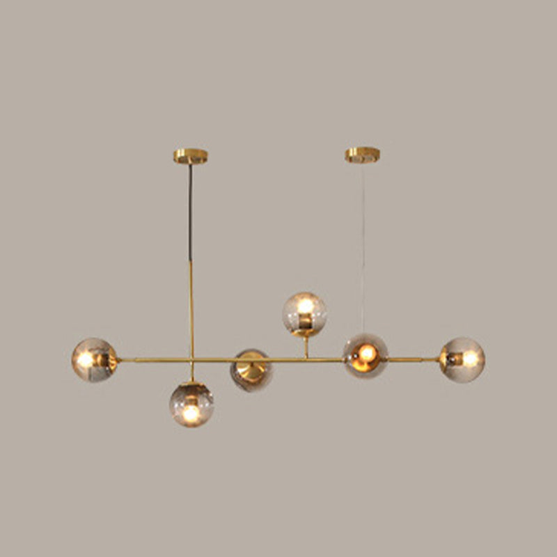 Nordic Glass Island Light Gold Globe 6 Lichter Island Anhänger für Wohnzimmer