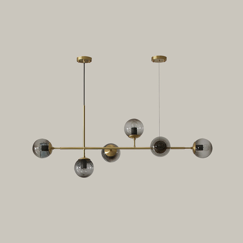 Nordic Glass Island Light Gold Globe 6 Lichter Island Anhänger für Wohnzimmer