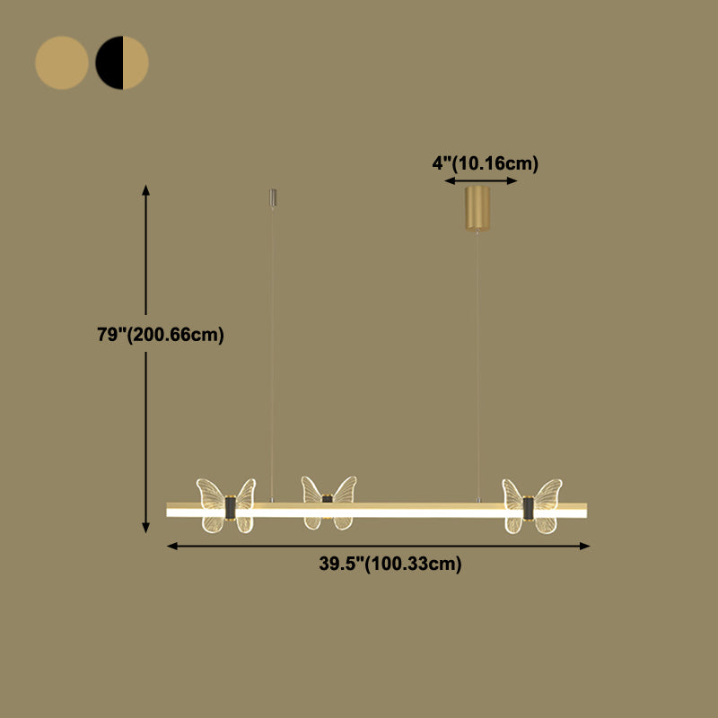 Linear Shape Island Lights Modern Style Metal 4-Light Island Lighting