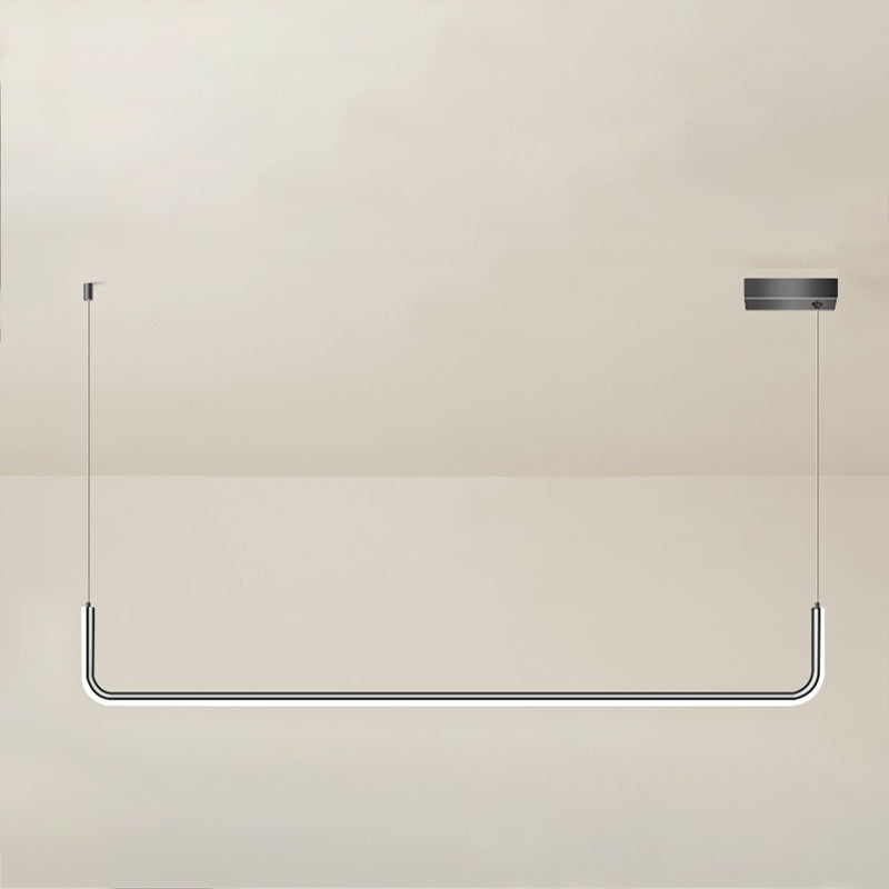 Idées d'éclairage d'île linéaire de forme moderne pendentifs îles métalliques en noir