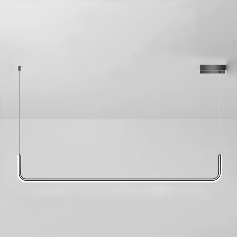 Idées d'éclairage d'île linéaire de forme moderne pendentifs îles métalliques en noir