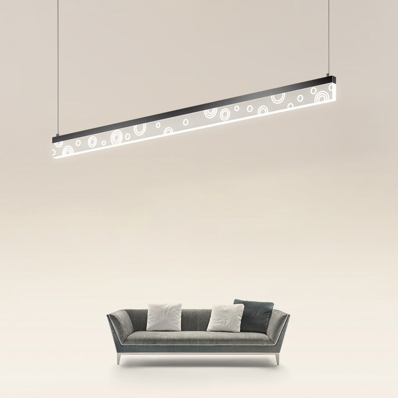 Idée d'éclairage d'île de forme linéaire Pendentif en île en métal moderne 1-Light en noir