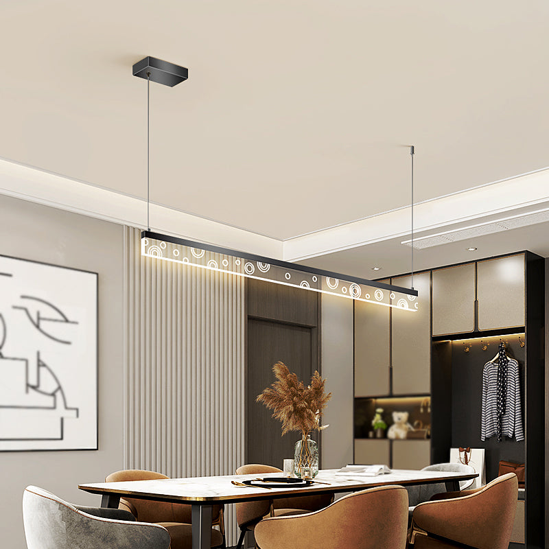 Idée d'éclairage d'île de forme linéaire Pendentif en île en métal moderne 1-Light en noir