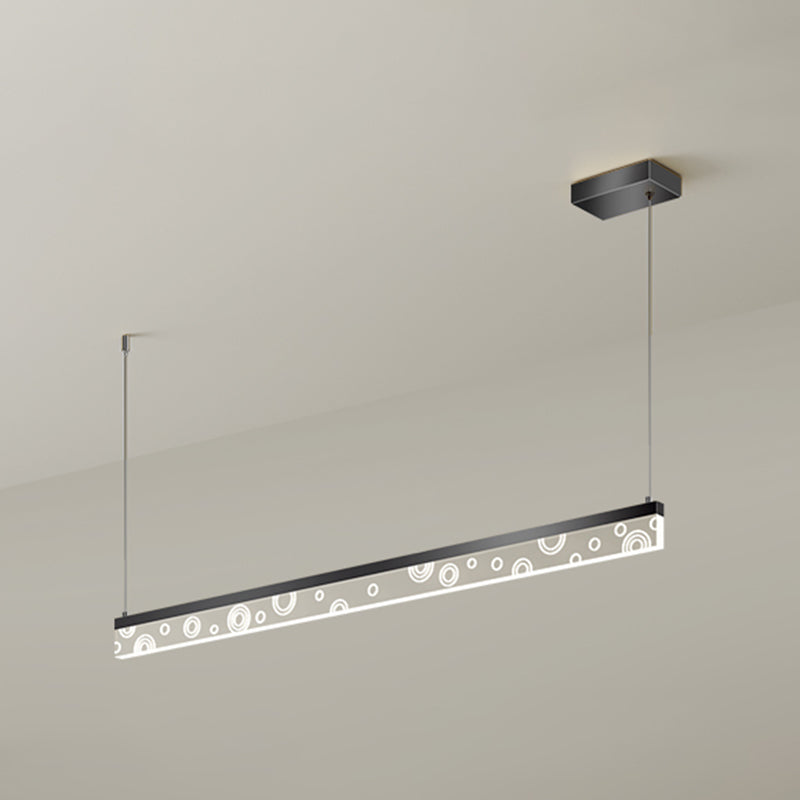 Idée d'éclairage d'île de forme linéaire Pendentif en île en métal moderne 1-Light en noir