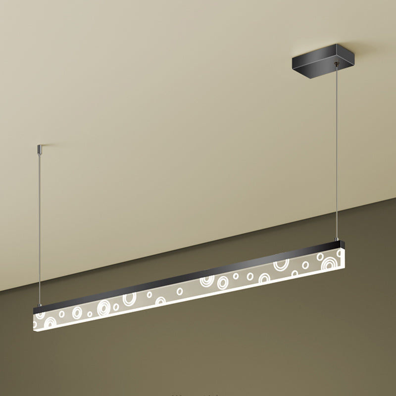 Idée d'éclairage d'île de forme linéaire Pendentif en île en métal moderne 1-Light en noir