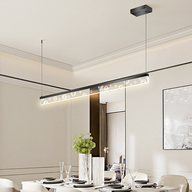 Idée d'éclairage d'île de forme linéaire Pendentif en île en métal moderne 1-Light en noir