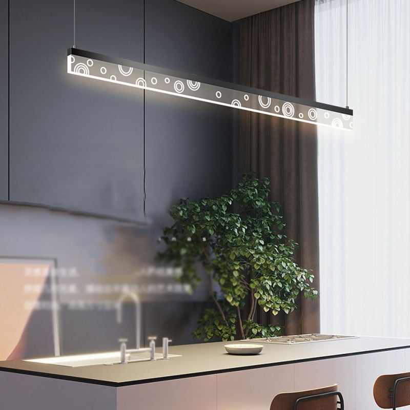 Idée d'éclairage d'île de forme linéaire Pendentif en île en métal moderne 1-Light en noir