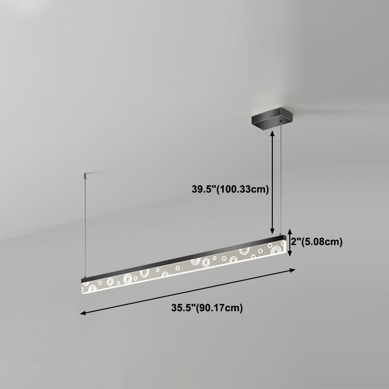 Idée d'éclairage d'île de forme linéaire Pendentif en île en métal moderne 1-Light en noir