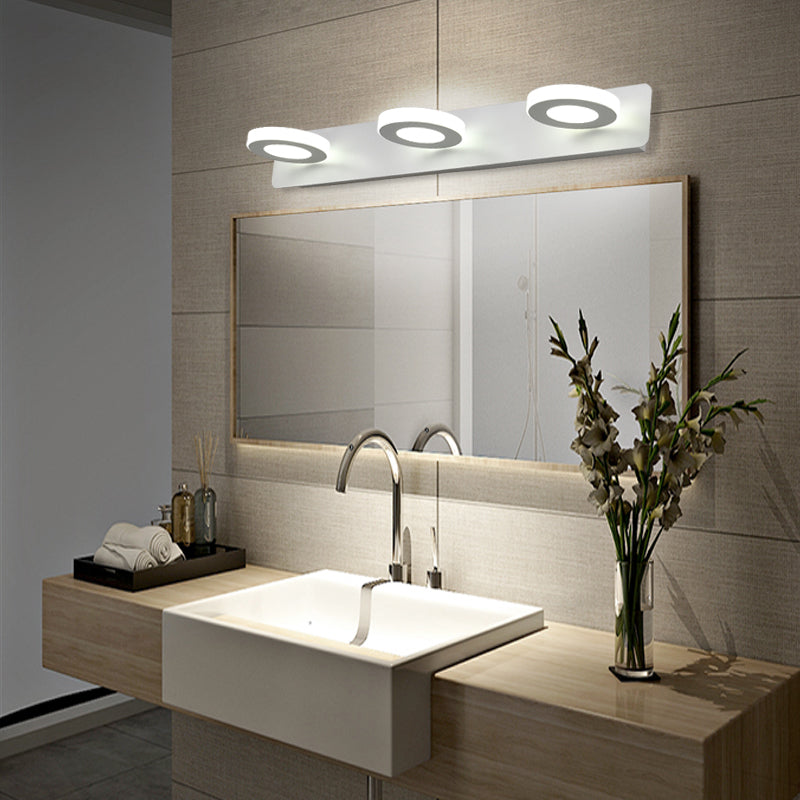 Luce di vanità bianca moderna a 3 luci a specchio a led luce anteriore con ombra acrilica per bagno