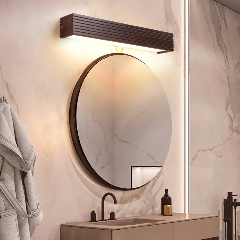 Lámpara de tocador LED de forma de tocador de madera de goma de estilo nórdico para dormitorio