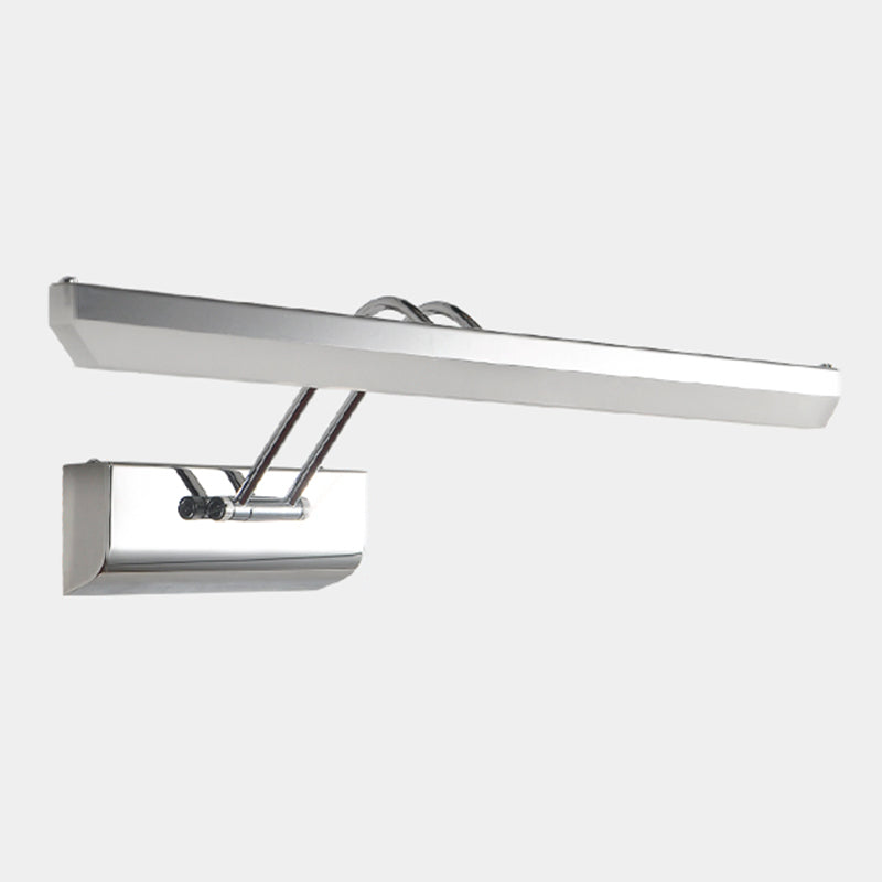 Luce di vanità moderna lineare Metal Mirror LED a 1 luce Light per bagno in argento