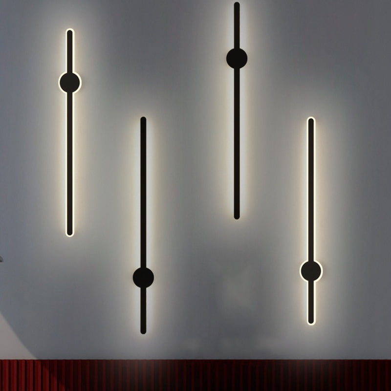 Simplicity Bar Shaped Vanity Lamp Metal Bathroom LED Wall Sconce Light in Black