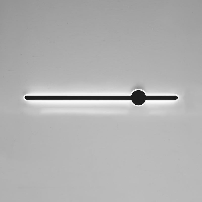 Simplicity Bar Shaped Vanity Lamp Metal Bathroom LED Wall Sconce Light in Black