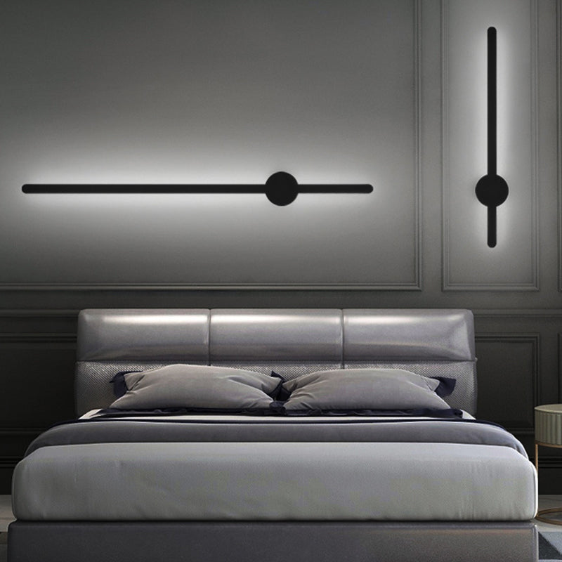 Simplicity Bar Shaped Vanity Lamp Metal Bathroom LED Wall Sconce Light in Black