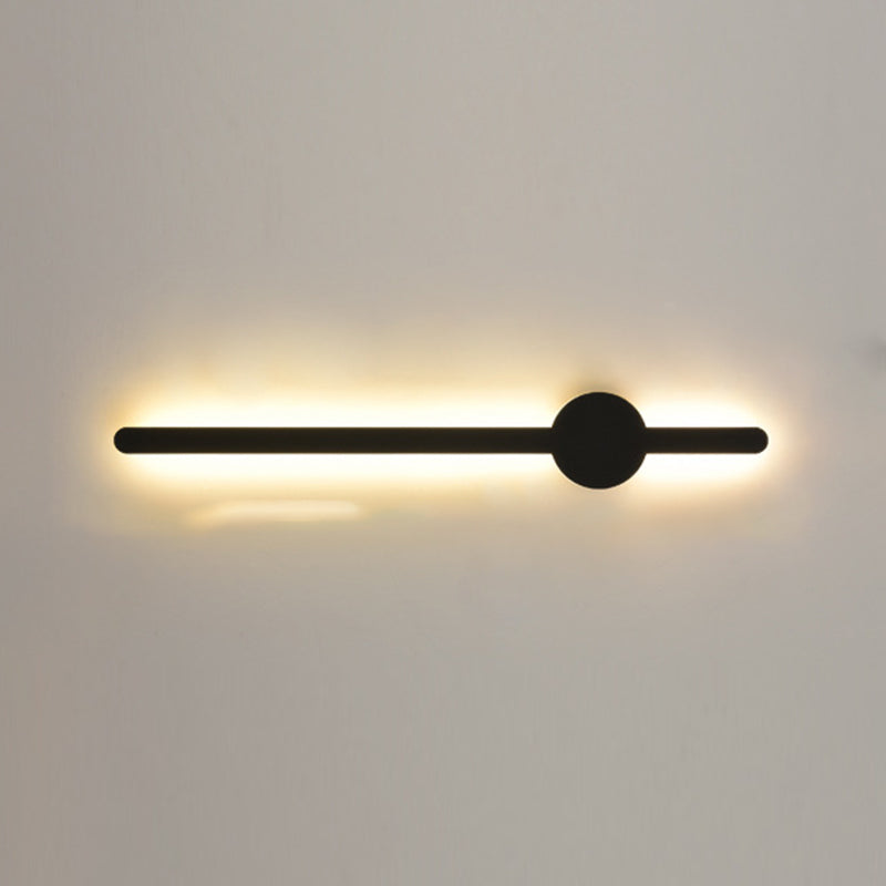 Simplicity Bar Shaped Vanity Lamp Metal Bathroom LED Wall Sconce Light in Black