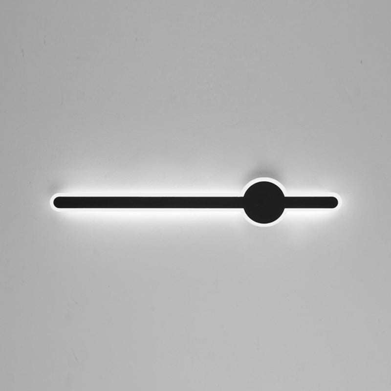 Simplicity Bar Shaped Vanity Lamp Metal Bathroom LED Wall Sconce Light in Black