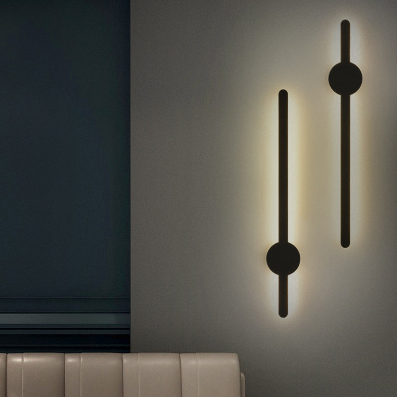 Simplicity Bar Shaped Vanity Lamp Metal Bathroom LED Wall Sconce Light in Black