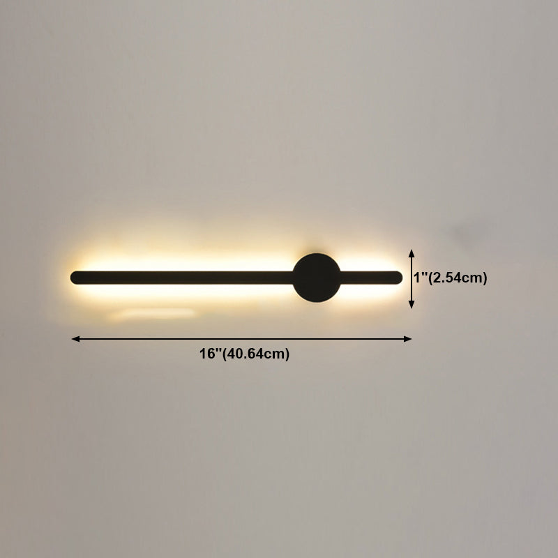 Simplicity Bar Shaped Vanity Lamp Metal Bathroom LED Wall Sconce Light in Black