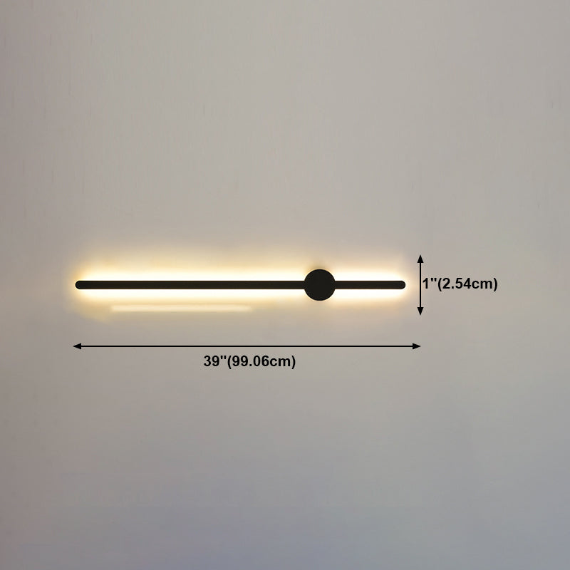 Simplicity Bar Shaped Vanity Lamp Metal Bathroom LED Wall Sconce Light in Black