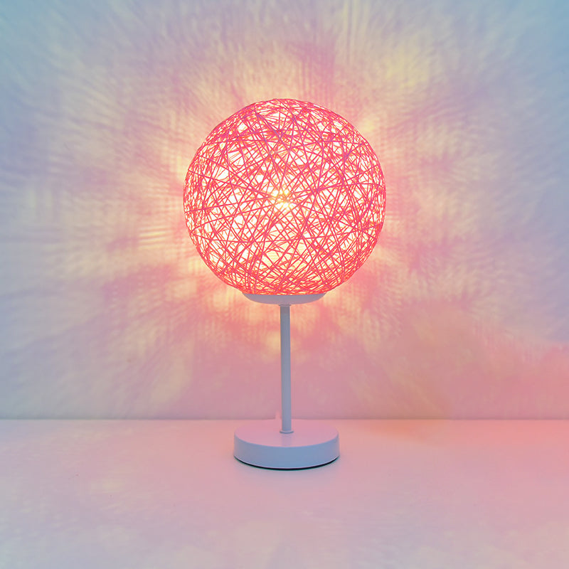 Macaron Table Lamp 1-Light LED Desk Light with Rattan Shade for Living Room