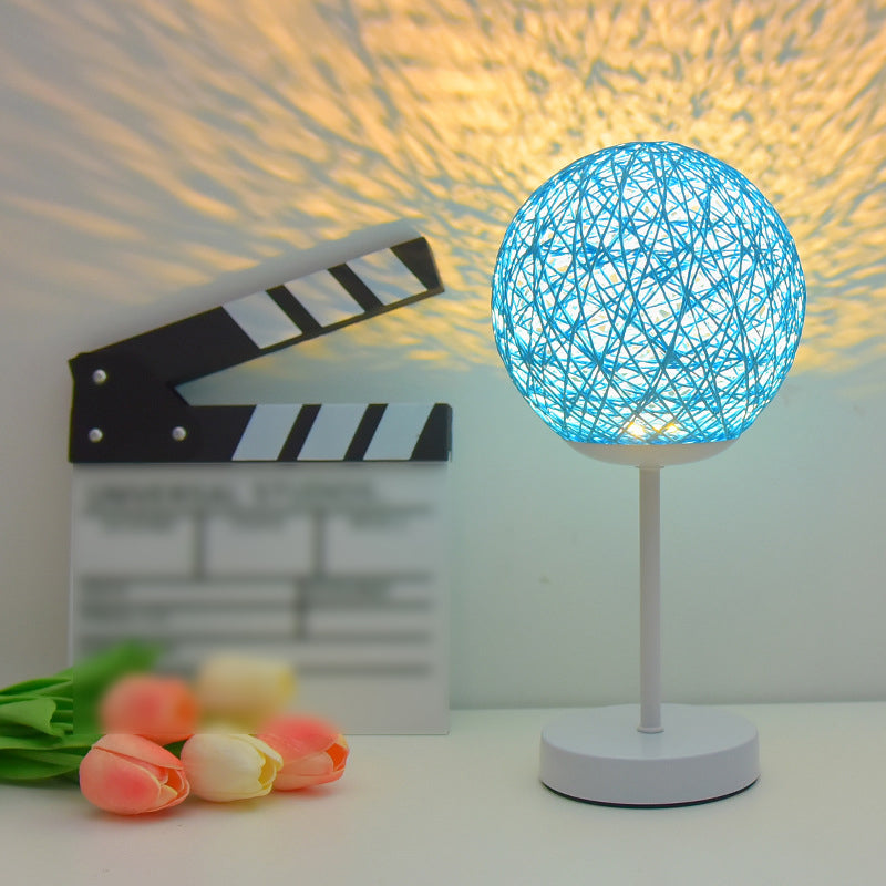 Macaron Table Lamp 1-Light LED Desk Light with Rattan Shade for Living Room