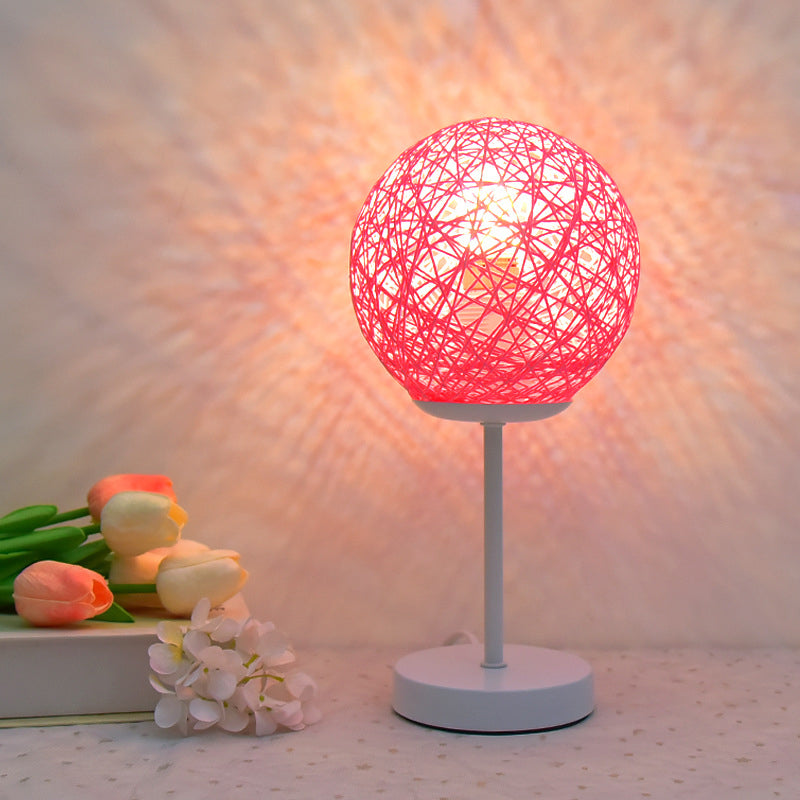 Macaron Table Lamp 1-Light LED Desk Light with Rattan Shade for Living Room