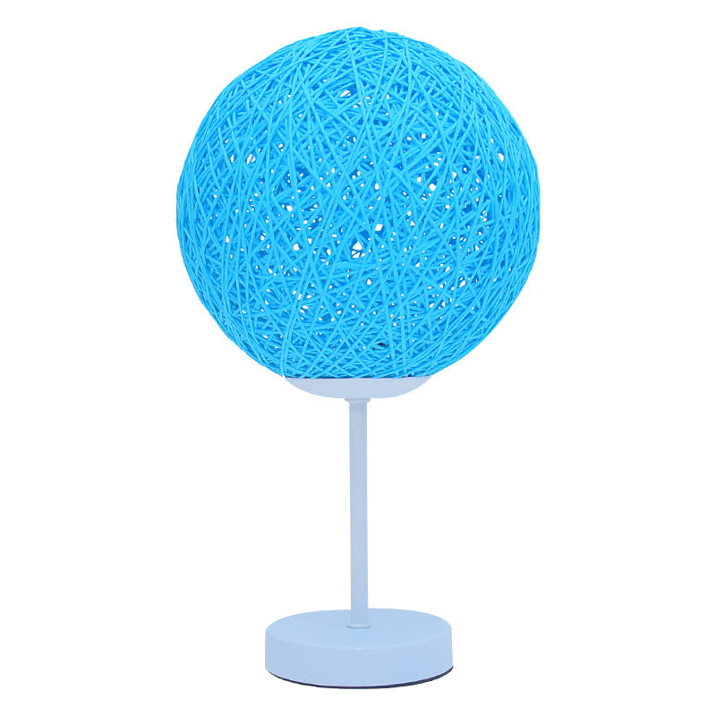 Macaron Table Lamp 1-Light LED Desk Light with Rattan Shade for Living Room
