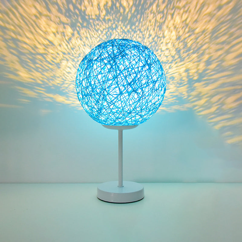 Macaron Table Lamp 1-Light LED Desk Light with Rattan Shade for Living Room