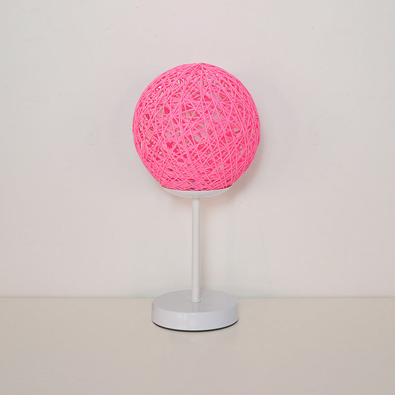 Macaron Table Lamp 1-Light LED Desk Light with Rattan Shade for Living Room