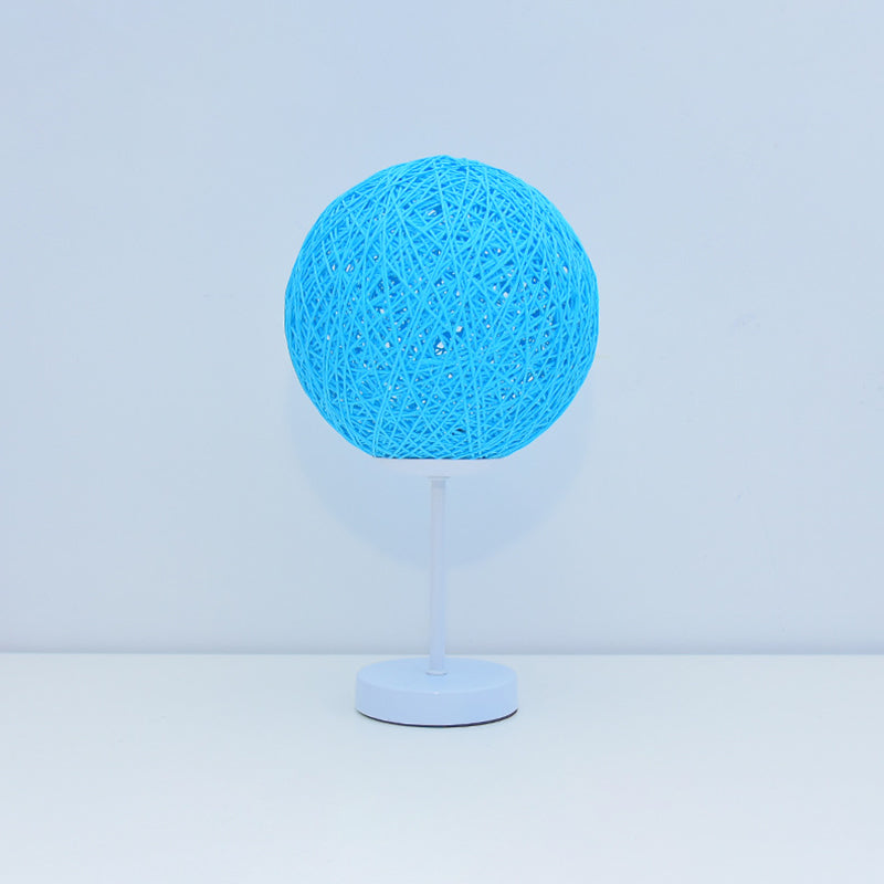 Macaron Table Lamp 1-Light LED Desk Light with Rattan Shade for Living Room