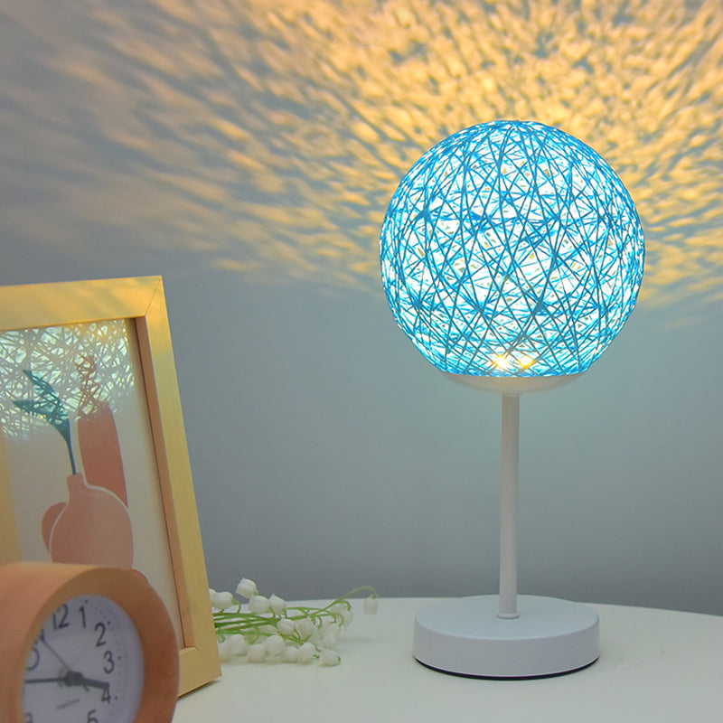 Macaron Table Lamp 1-Light LED Desk Light with Rattan Shade for Living Room