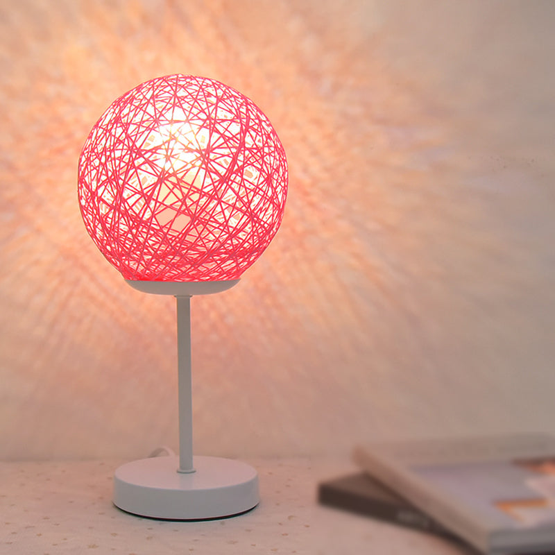 Macaron Table Lamp 1-Light LED Desk Light with Rattan Shade for Living Room