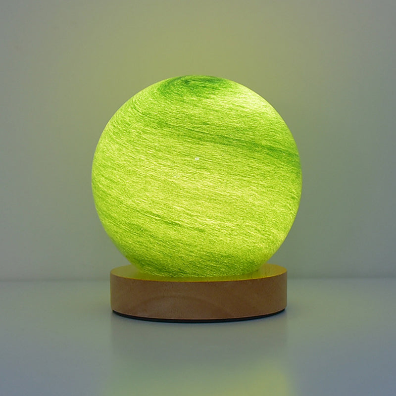 Modern Round Table Lamp 1-Light LED Desk Light with Glass Shade for Bedroom