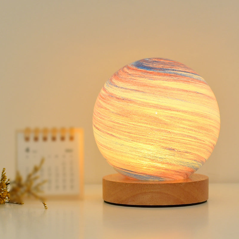 Moderne runde Tischlampe 1-Licht-LED-Schreibtisch Licht mit Glasschatten für Schlafzimmer