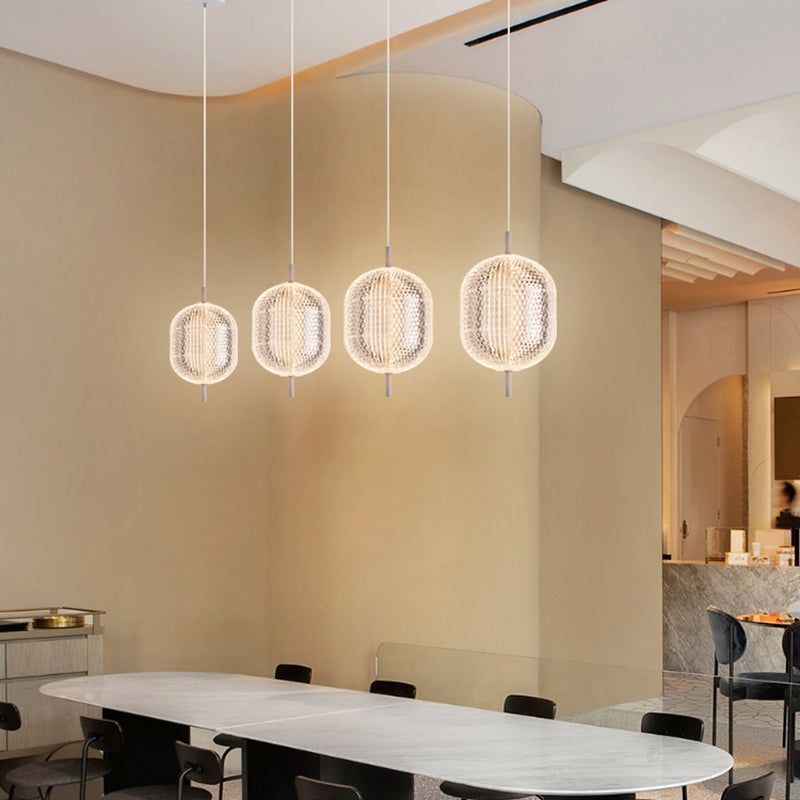 Geometry Shape Metal Hanging Ceiling Light Modern Style 1 Light Pendant Light in White