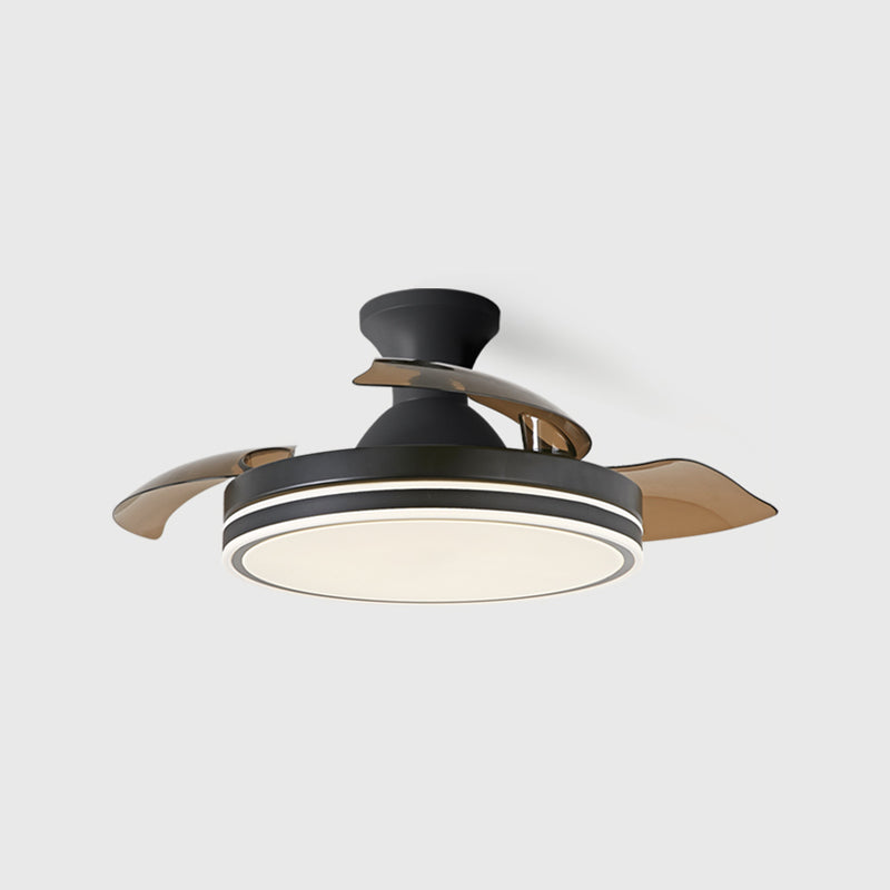 Metallic Drum Hanging Fan Lamp Frequency Conversion Modern LED Semi Flush Mount Lighting