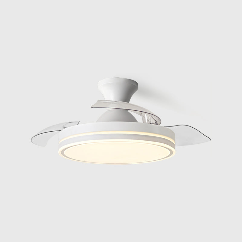 Metallic Drum Hanging Fan Lamp Frequency Conversion Modern LED Semi Flush Mount Lighting
