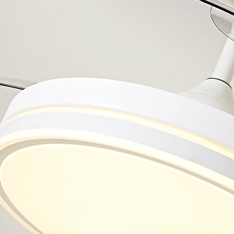 Metallic Drum Hanging Fan Lamp Frequency Conversion Modern LED Semi Flush Mount Lighting