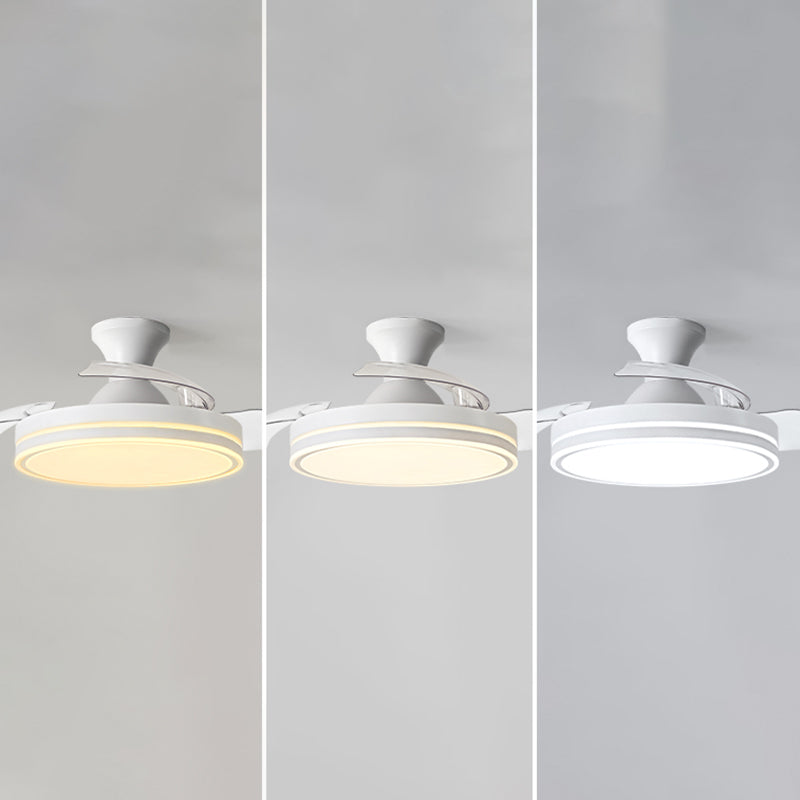 Metallic Drum Hanging Fan Lamp Frequency Conversion Modern LED Semi Flush Mount Lighting