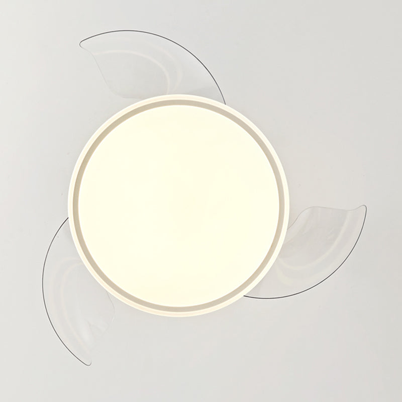 Metallic Drum Hanging Fan Lamp Frequency Conversion Modern LED Semi Flush Mount Lighting