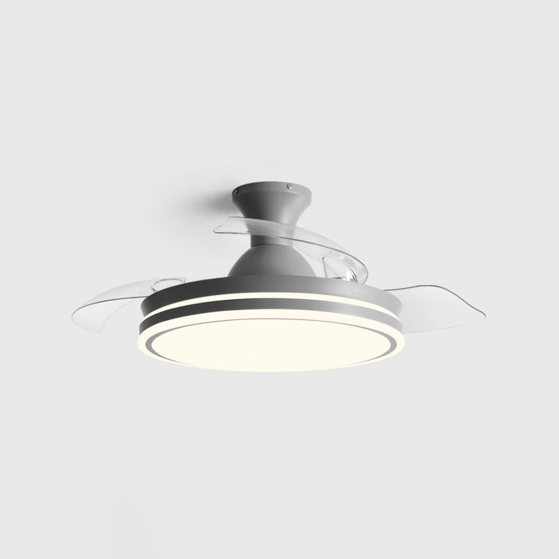 Round Metal Pendant Fan Lamp Frequency Conversion Nordic LED Semi Flush Mount Light