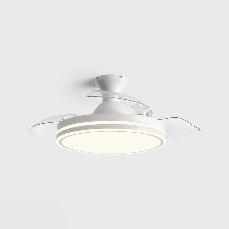 Round Metal Pendant Fan Lamp Frequency Conversion Nordic LED Semi Flush Mount Light